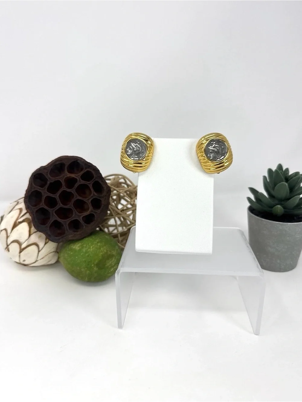 Vintage Joan Rivers Faux Ancient Coin Earrings
